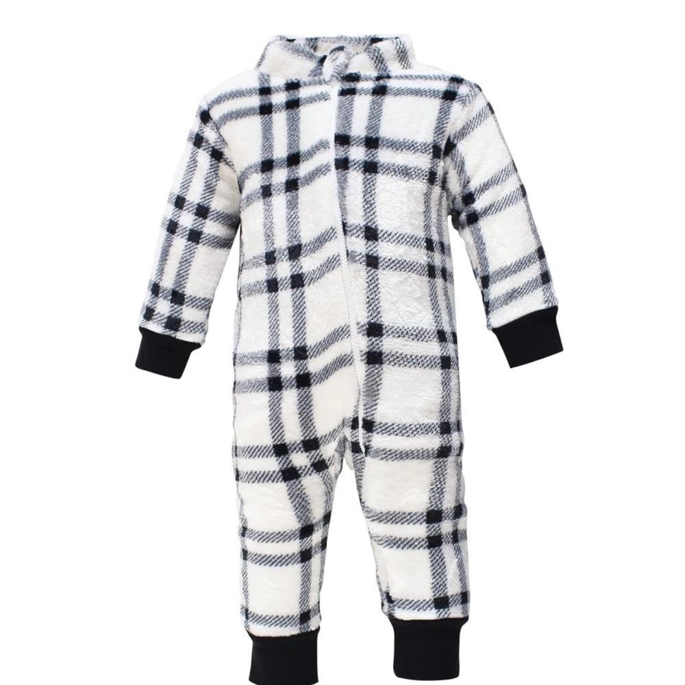 Hudson Baby Plush Jumpsuit- black & white plaid